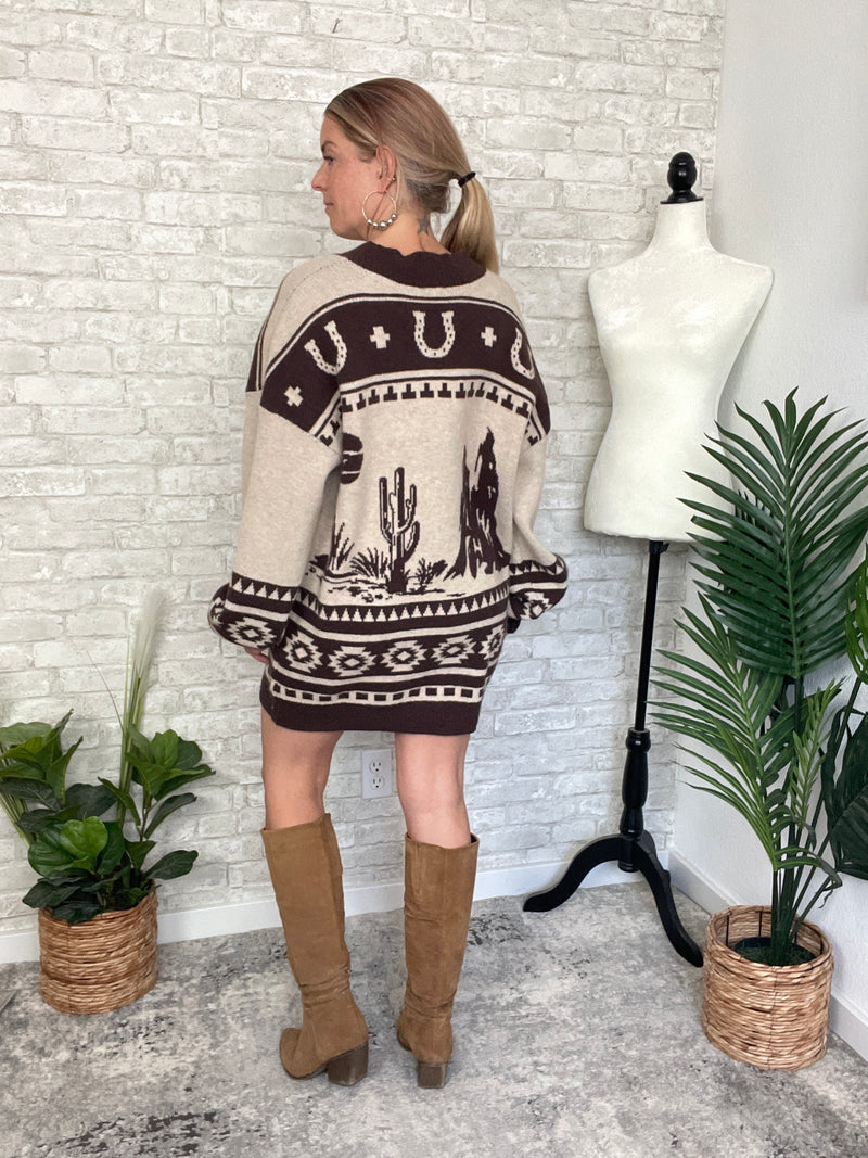 Holly Western Cardigan Brown