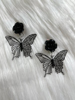 Black Rose Butterfly Clip Earring