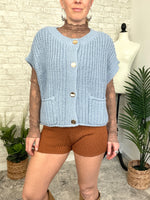 Lanny Short Sleeve Button-Up Cardigan Blue