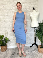 Plume Ribbed Dress Blue