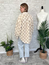 Fuzzy Checker Pattern Teddy Jacket Cream