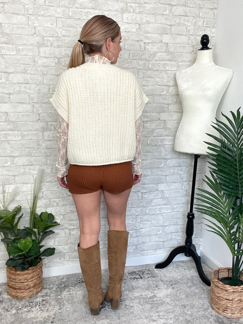Lanny Short Sleeve Button-Up Cardigan Cream