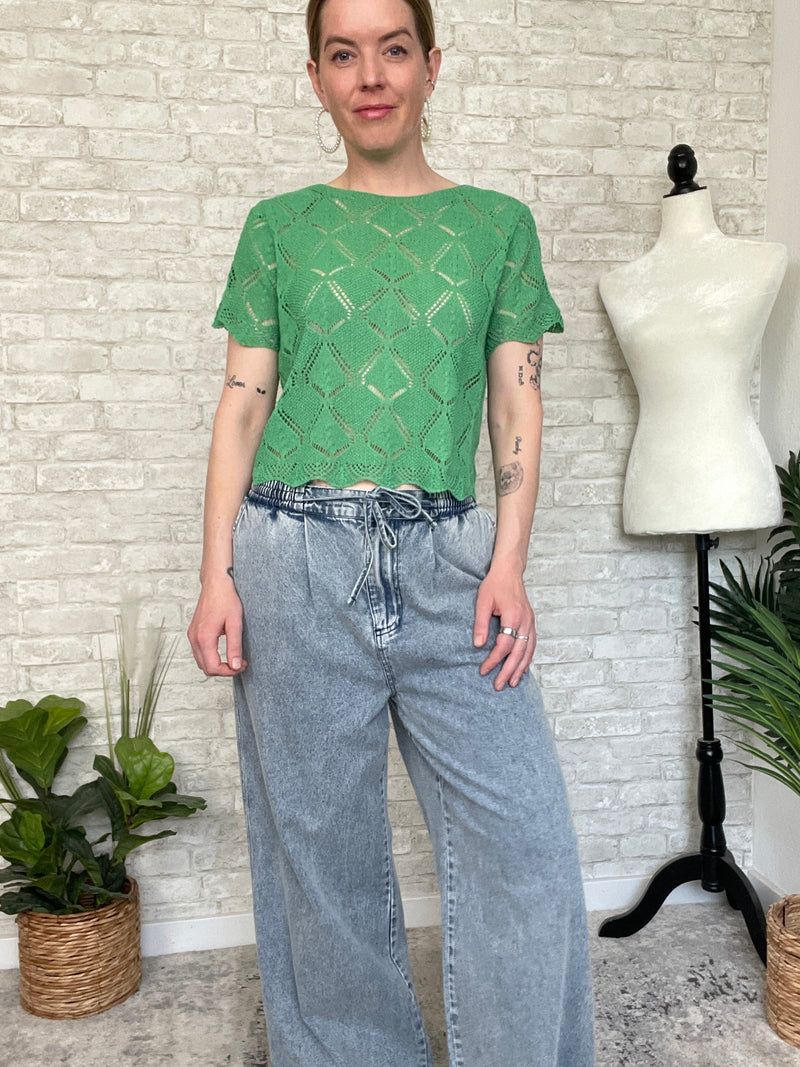 Lozio Green Crochet Top