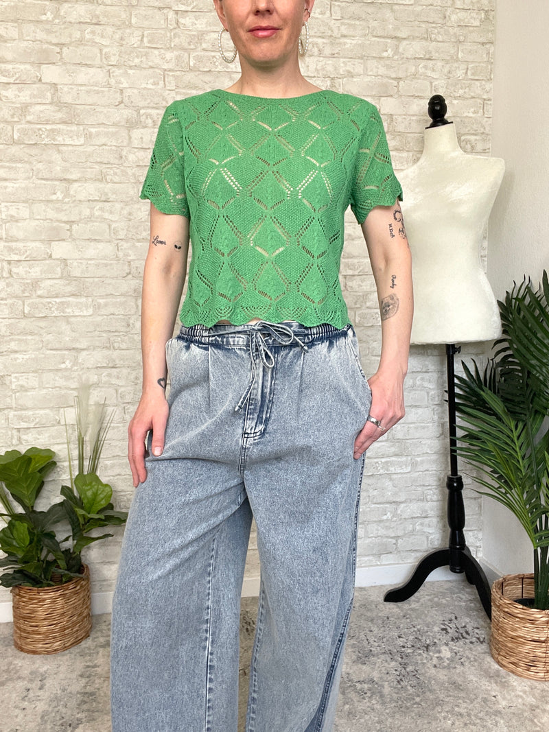 Lozio Green Crochet Top