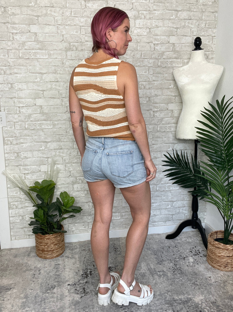 Quinn Crochet Neutral Waves Top