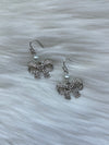 Pearl + Rhinestone Bow Earring Silver