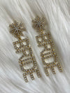 Clear Rhinestone Bride Earrings Gold