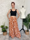 Abstract Swirls Wide Leg Pant - Ginger + Beige