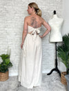 Plumeria Cream Linen Strapless Woven Jumpsuitn