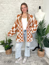 Millie Checker Print Cardigan Orange