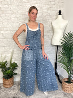 Flower Checker Print Overalls