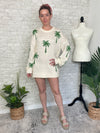 Palm Print Knit Summer Sweater