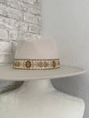 Willa 2.0 Gold Flower Band Ivory Wide Brim