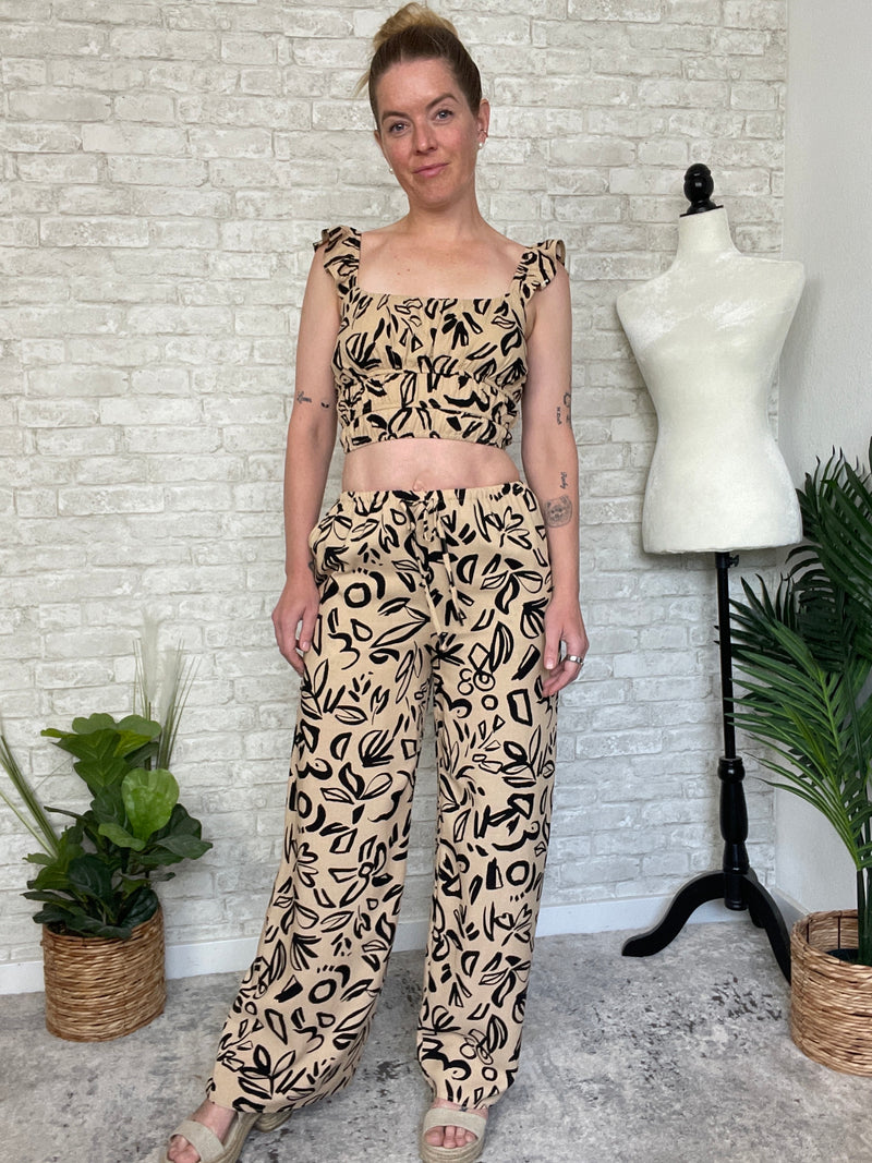 Thora Abstract Khaki Print Pants