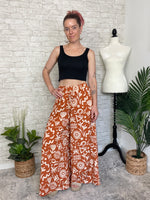 Abstract Swirls Wide Leg Pant - Ginger + Beige