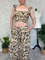 Thora Crop Top Abstract Khaki Print