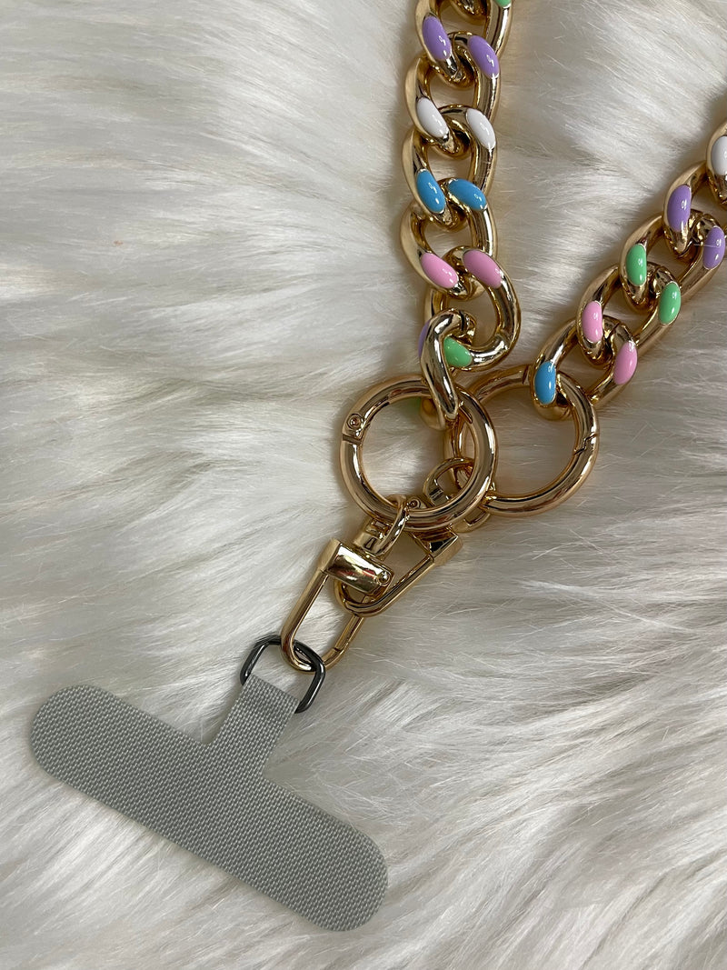 Cell Phone Wristlet Chain Strap Pastel Gold