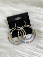 Blue+Gold Bead Hoop Earrings