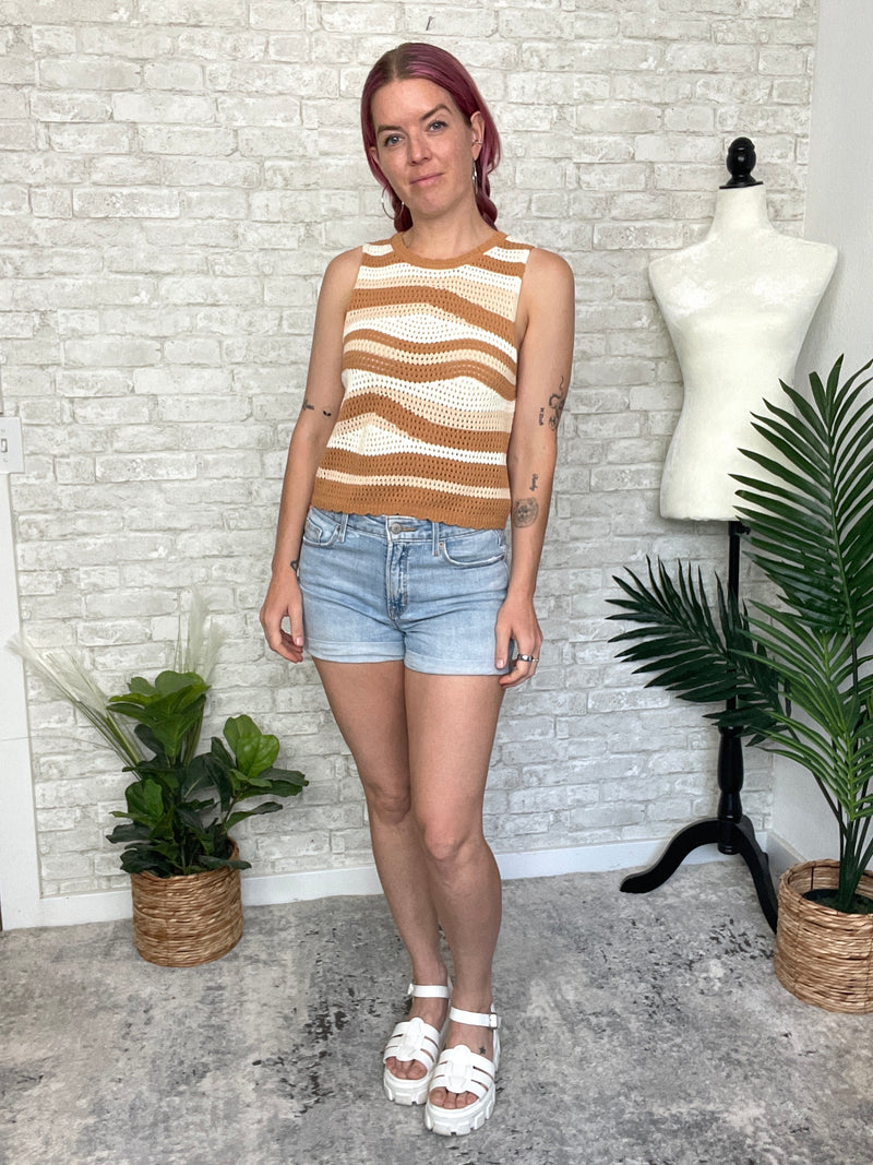 Quinn Crochet Neutral Waves Top