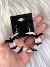 Crescent Moon With Bats Earrings