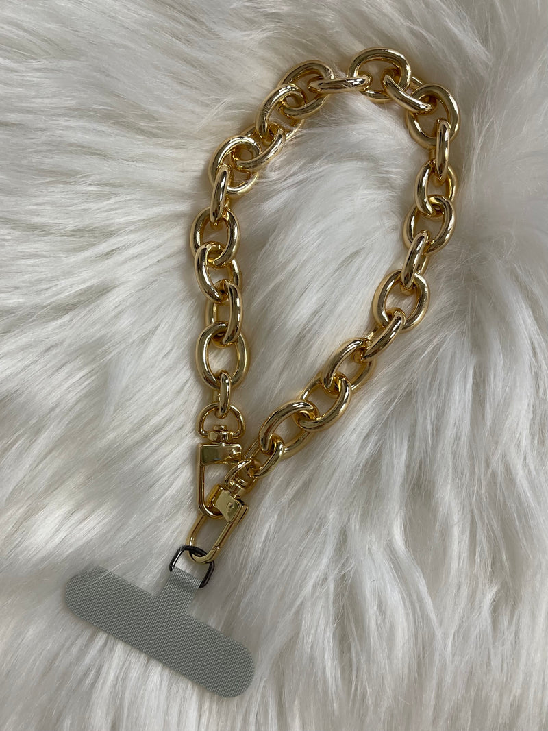 Cell Phone Wristlet Chain Strap Gold