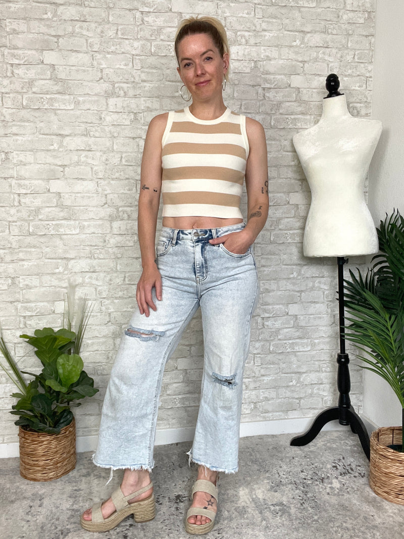 Kelly Taupe+Cream Stripe Tank