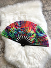 Trippy Swirl Rainbow Floral Festival Fan