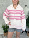 Zelda Zip Up Knit Cardigan - Pink Combo
