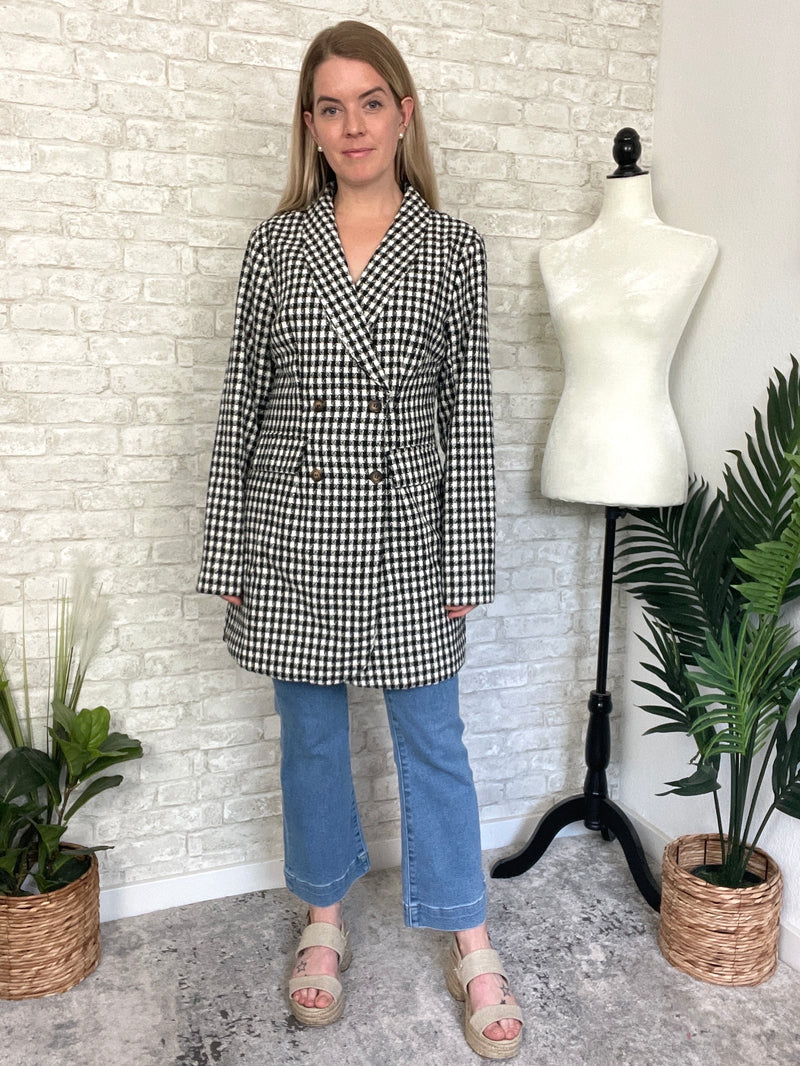 Khloe Jacket Black + White Houndstooth