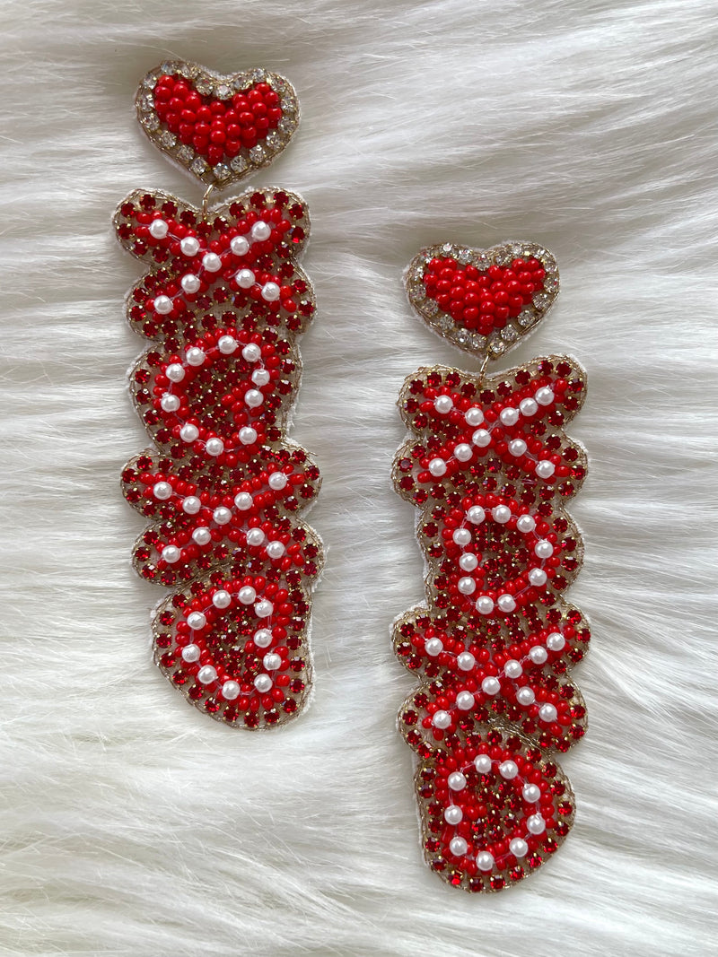 XOXO Heart Earrings Red