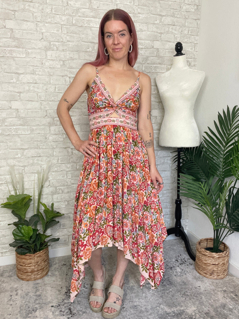 Heidi Twist Peach Floral Dress