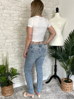 Mid-rise Distressed Girlfriend Slim Fit Denim