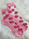 Sheer Floral Socks - Pink