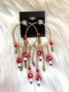 Dangling Mushroom Hoops Red