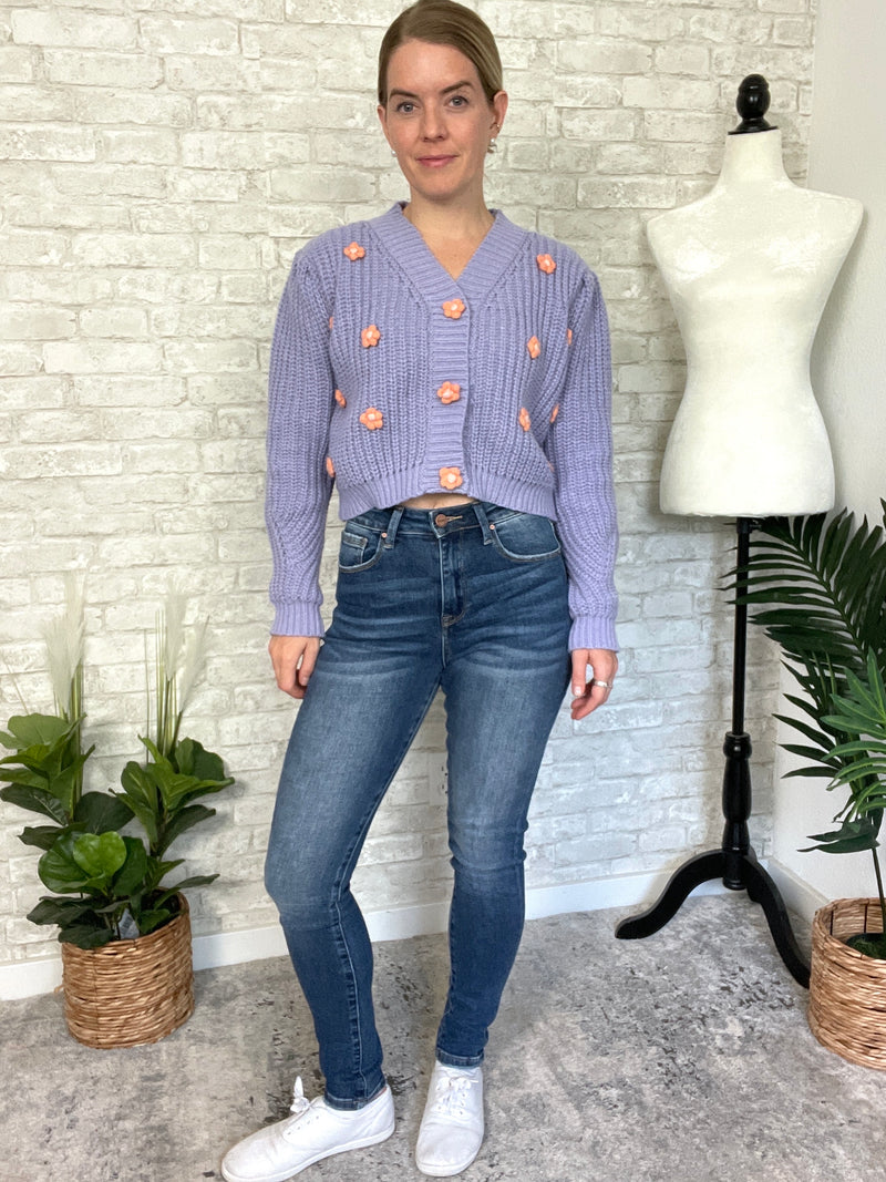 Lilac + Coral Floral Cardigan