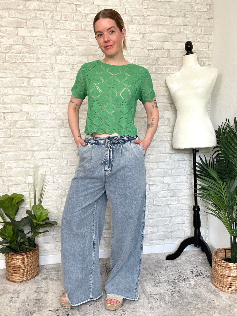 Druna Wide Leg Jeans W/ Tie