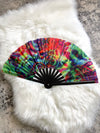 Trippy Swirl Rainbow Floral Festival Fan