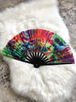 Trippy Swirl Rainbow Floral Festival Fan