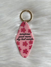 Floral Print Good Moms Say Bad Words Motel Keychain Pink