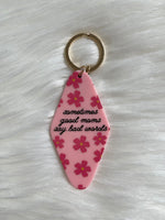 Floral Print Good Moms Say Bad Words Motel Keychain Pink