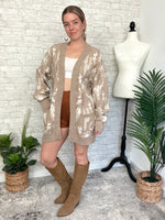 Christy Western Print Cardigan Taupe