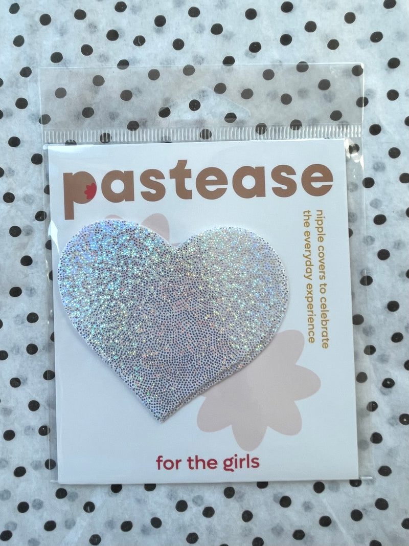 Silver Glitter Heart Pasties