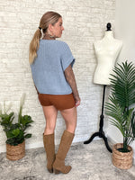 Lanny Short Sleeve Button-Up Cardigan Blue