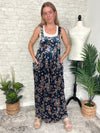 Daisy Navy Velvet Overall