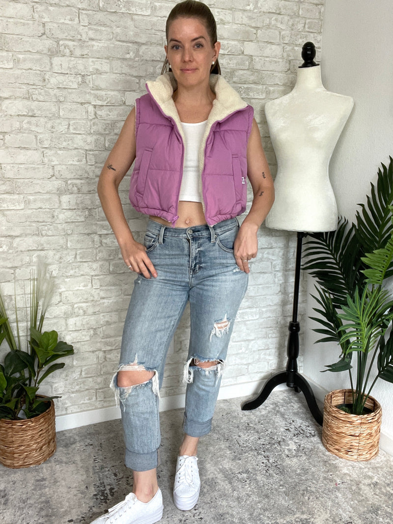 Paige Reversible Cropped Vest Lilac