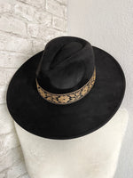 Willa Flower Band Black Wide Brim
