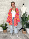 Millie Checker Print Cardigan Pink+Orange