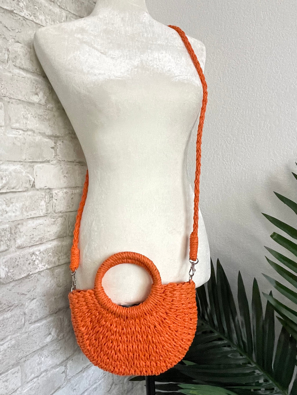 Mini Bright Straw Bag - Orange