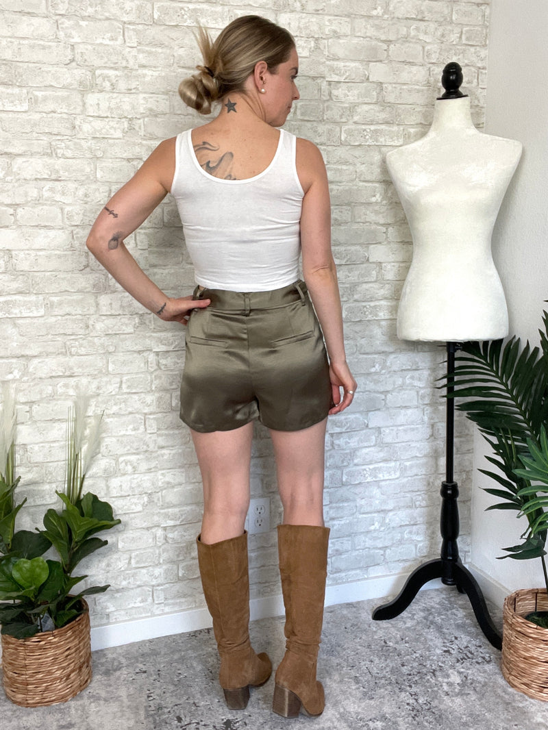 Jones Satin Olive Suit Set Bottoms