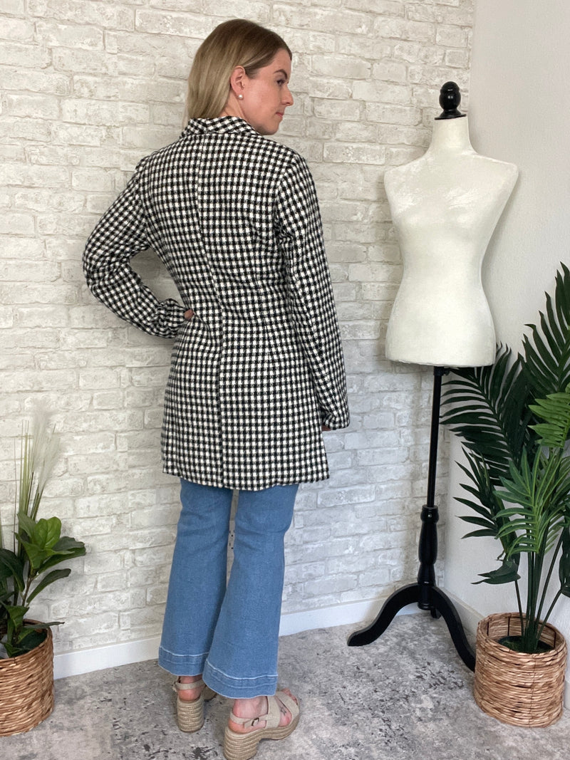 Khloe Jacket Black + White Houndstooth